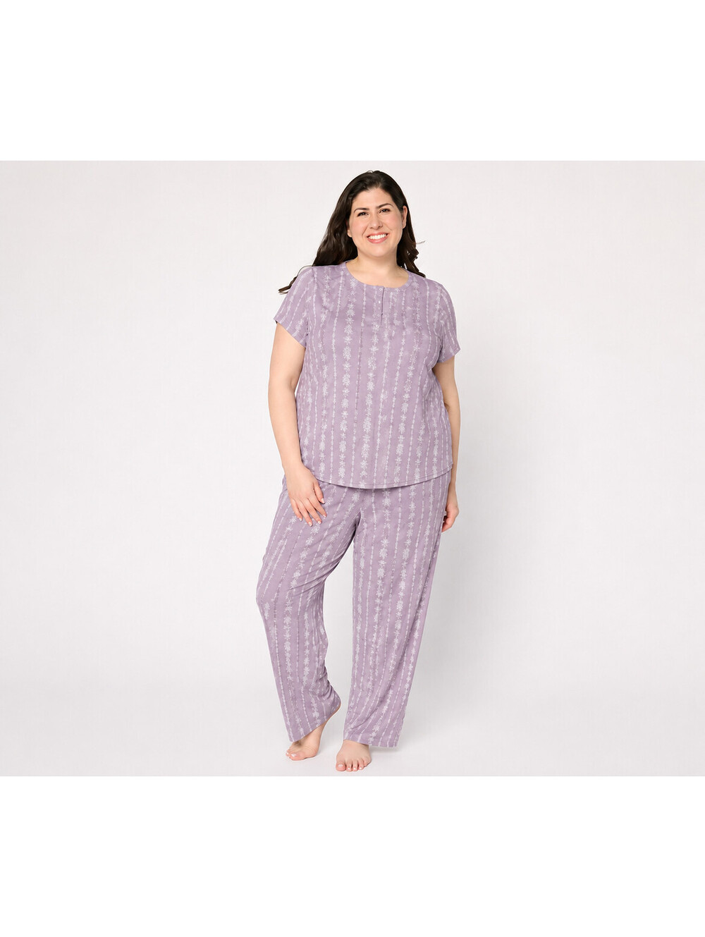 Berkshire Homewear Petite Silky Smooth Henley and Pant Pajama Set ,Petite 1X